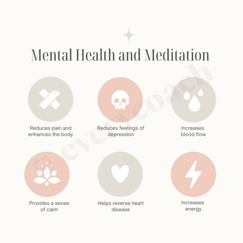 Mental Health And Meditation Instagram Post Canva Template