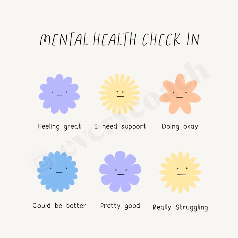 Mental Health Check In Instagram Post Canva Template