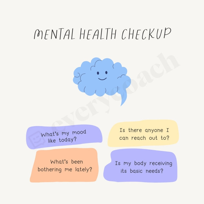 Mental Health Checkup Instagram Post Canva Template