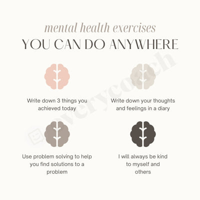 Mental Health Exercises Instagram Post Canva Template