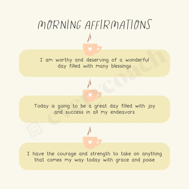 Morning Affirmations Instagram Post Canva Template
