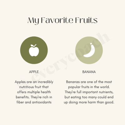My Favorite Fruits Instagram Post Canva Template
