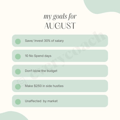 My Goals For August Instagram Post Canva Template