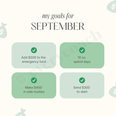 My Goals For September Instagram Post Canva Template
