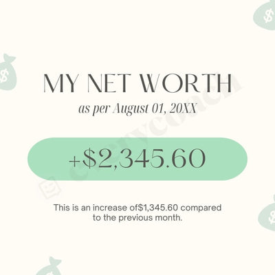 My Net Worth As Per August 01 20Xx Instagram Post Canva Template