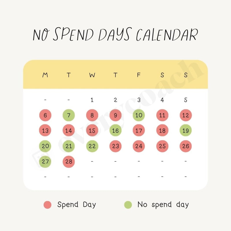No Spend Days Calendar Instagram Post Canva Template