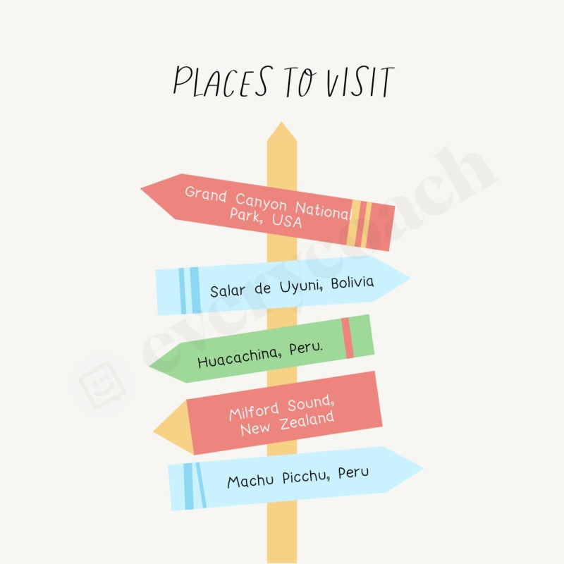 Places To Visit Instagram Post Canva Template
