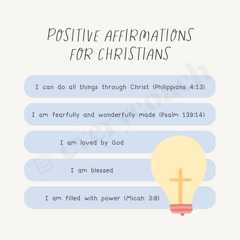 Positive Affirmations For Christians Instagram Post Canva Template ...