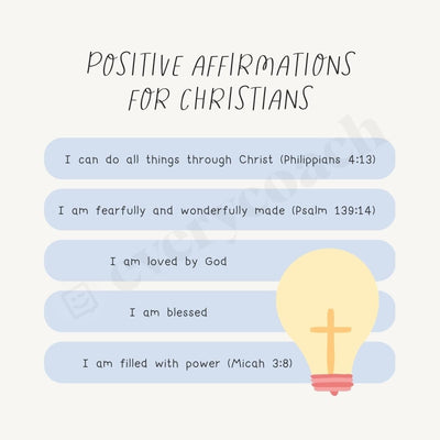 Positive Affirmations For Christians Instagram Post Canva Template