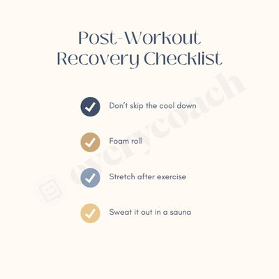 Post-Workout Recovery Checklist Instagram Post Canva Template
