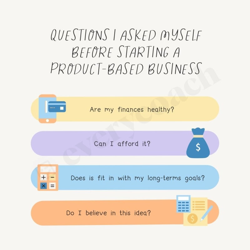 Questions I Asked Myself Before Starting A Product-Based Business Instagram Post Canva Template