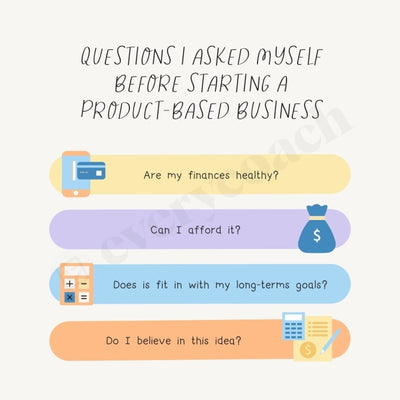 Questions I Asked Myself Before Starting A Product-Based Business Instagram Post Canva Template