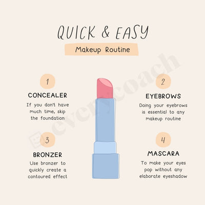 Quick & Easy Makeup Routine Instagram Post Canva Template