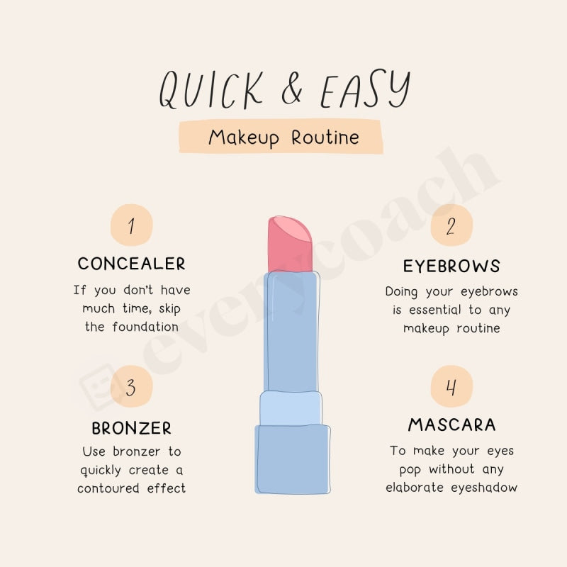 Quick & Easy Makeup Routine Instagram Post Canva Template – everycoach