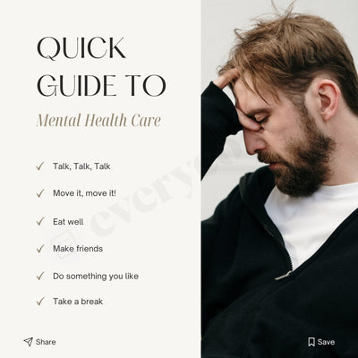 Quick Guide To Mental Health Care Instagram Post Canva Template