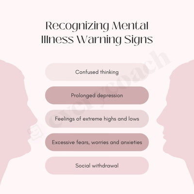 Recognizing Mental Illness Warning Signs Instagram Post Canva Template