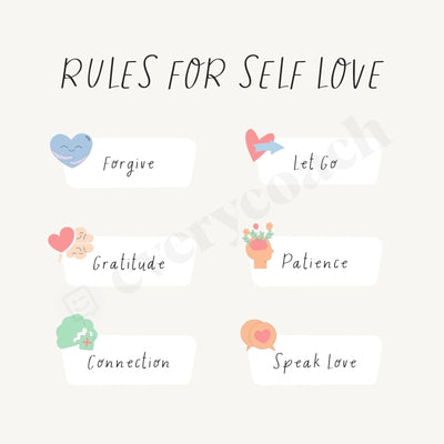 Rules For Self Love Instagram Post Canva Template