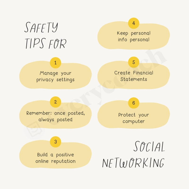 Safety Tips Posts Safety Tips For Social Networking Instagram Post Canva Template ...
