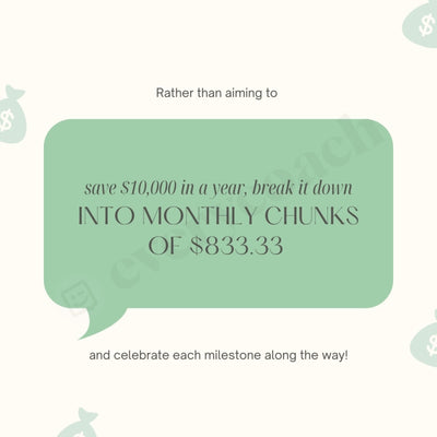 Save $10 000 In A Year Break It Down Into Monthly Chunks Of $833.33 Instagram Post Canva Template