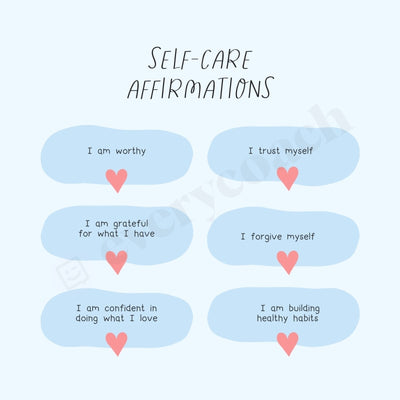 Self-Care Affirmations S02012301 Instagram Post Canva Template