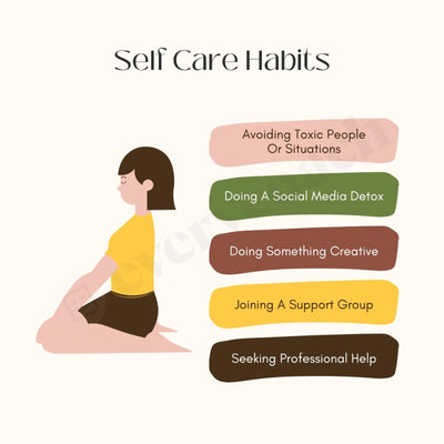 Self Care Habits Instagram Post Canva Template