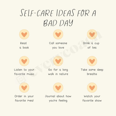 Self-Care Ideas For A Bad Day Instagram Post Canva Template