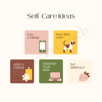 Self-Care Ideas Instagram Post Canva Template