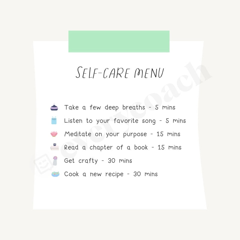 Self-Care Menu Instagram Post Canva Template