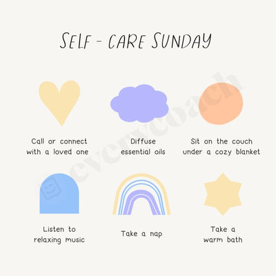 Self - Care Sunday Instagram Post Canva Template