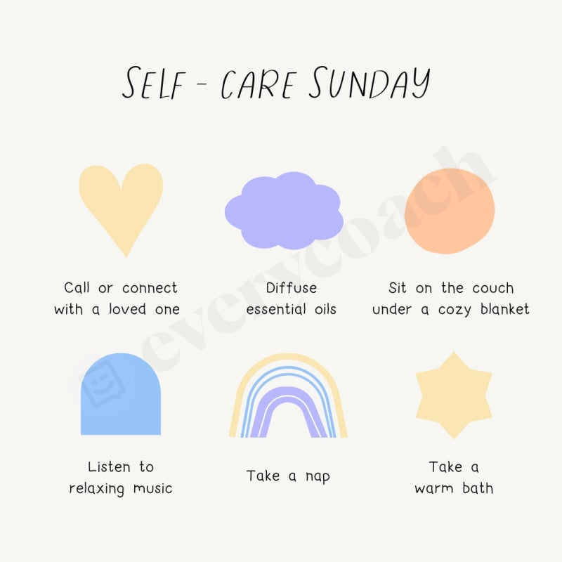 Self - Care Sunday Instagram Post Canva Template