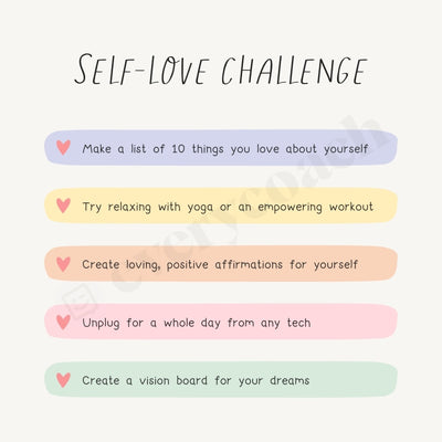 Self-Love Challenge Instagram Post Canva Template