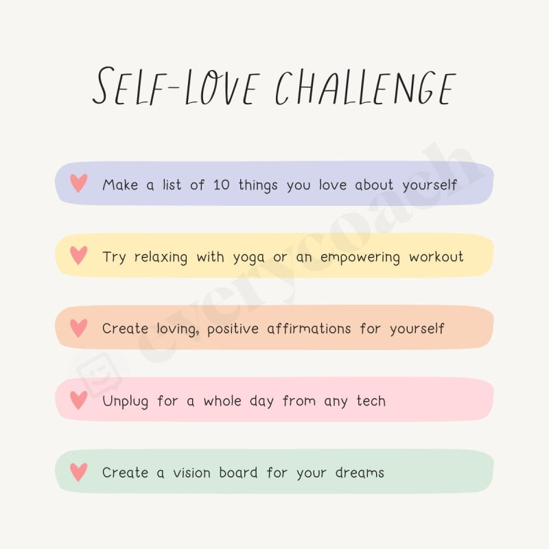 Self-Love Challenge Instagram Post Canva Template