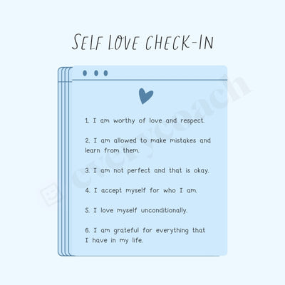 Self Love Check-In Instagram Post Canva Template