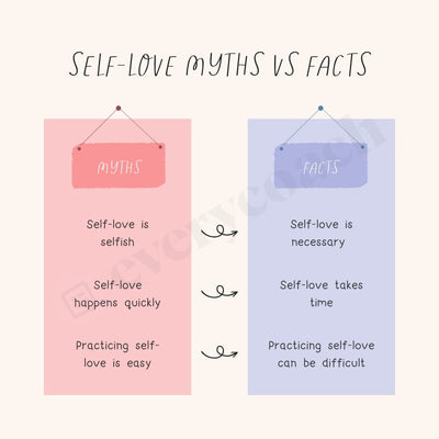 Self-Love Myths Vs Facts Instagram Post Canva Template