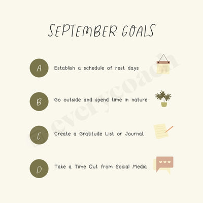 September Goals Instagram Post Canva Template