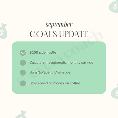 September Goals Update Instagram Post Canva Template