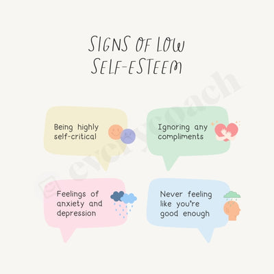 Signs Of Low Self-Esteem Instagram Post Canva Template