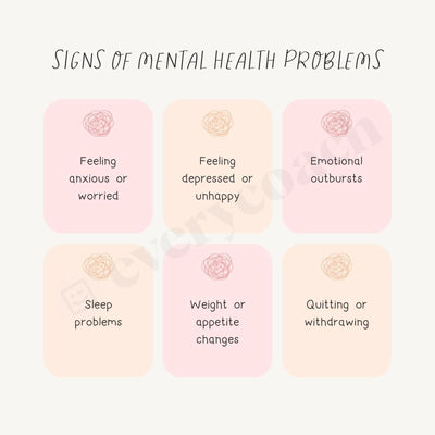 Signs Of Mental Health Problems Instagram Post Canva Template