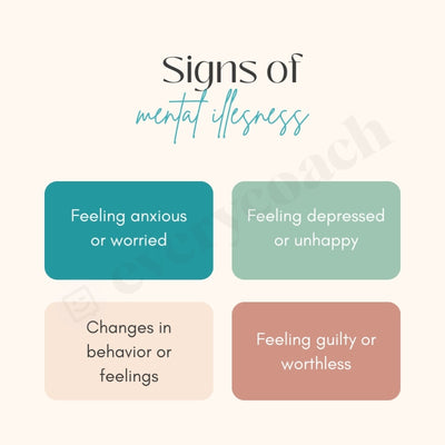 Signs Of Mental Illesness Instagram Post Canva Template