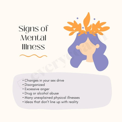 Signs Of Mental Illness Instagram Post Canva Template
