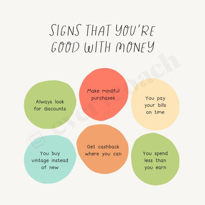 Signs That Youre Good With Money Instagram Post Canva Template