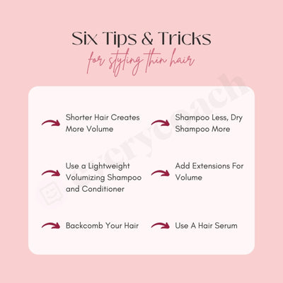 Six Tips & Tricks For Styling Thin Hair Instagram Post Canva Template