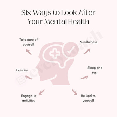 Six Ways To Look After Your Mental Health Instagram Post Canva Template