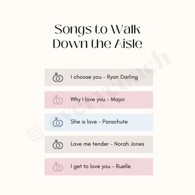 Songs To Walk Down The Aisle Instagram Post Canva Template