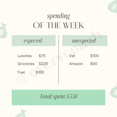 Spending Of The Week Instagram Post Canva Template