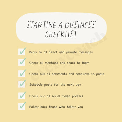 Starting A Business Checklist Instagram Post Canva Template