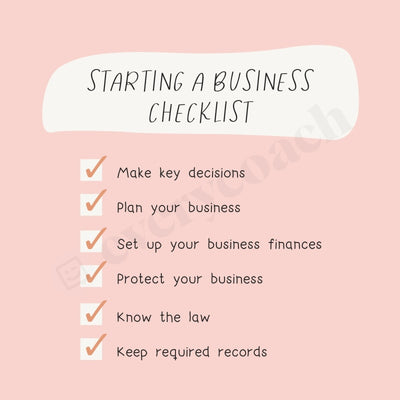Starting A Business Checklist Instagram Post Canva Template