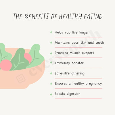 The Benefits Of Healthy Eating Instagram Post Canva Template