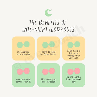 The Benefits Of Late-Night Workouts Instagram Post Canva Template