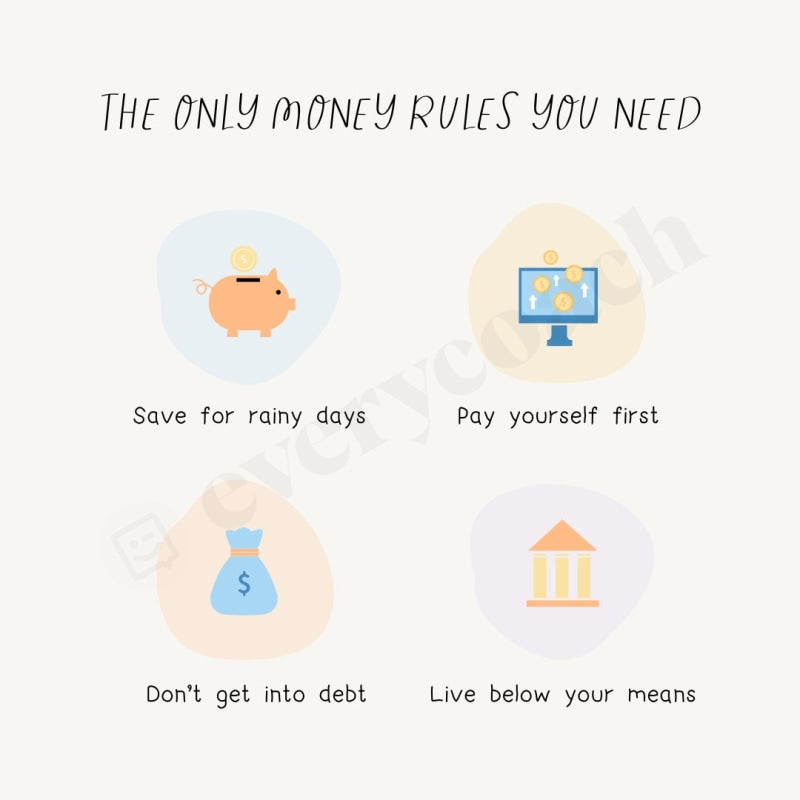 The Only Money Rules You Need Instagram Post Canva Template